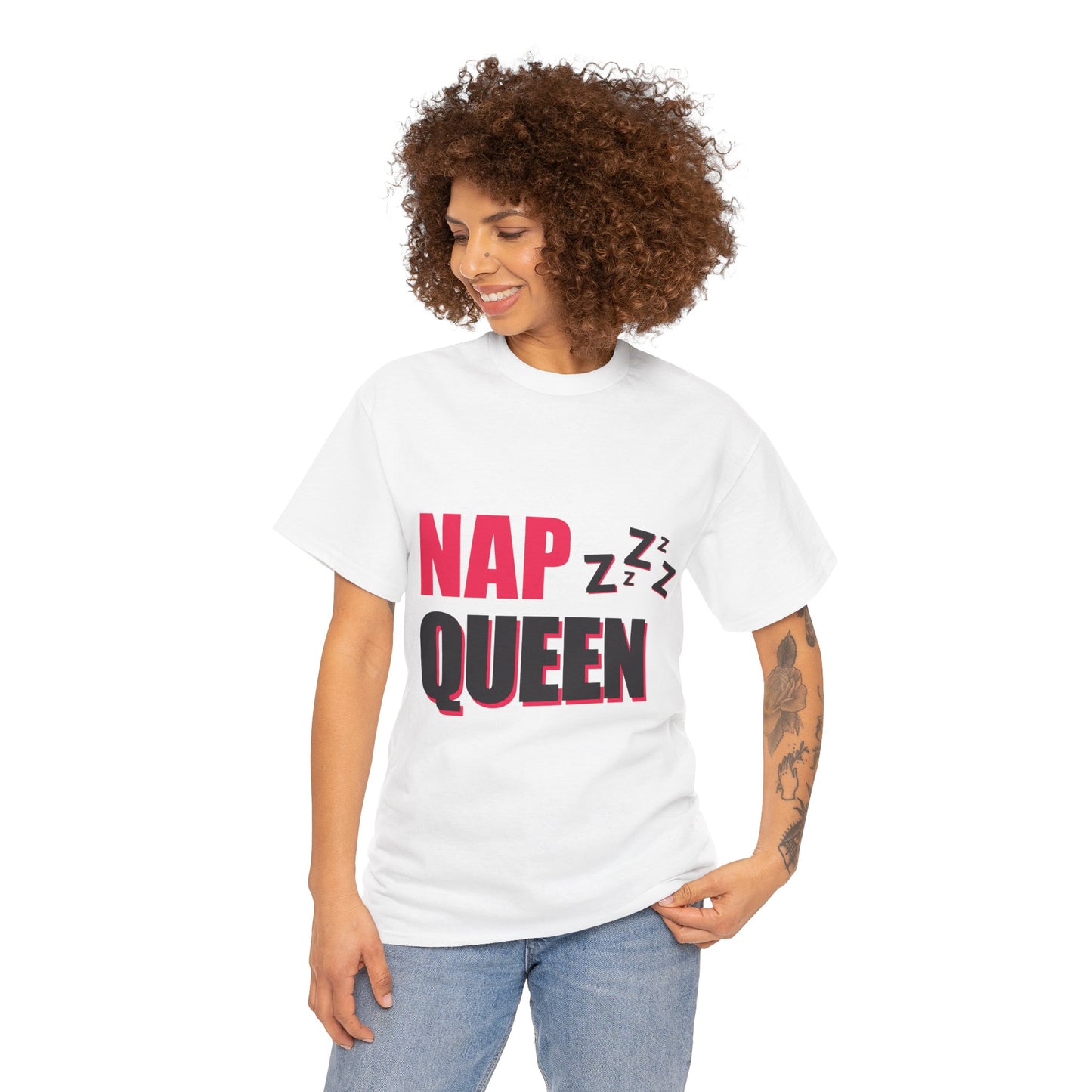 Nap Queen Unisex Heavy Cotton Tee - Perfect for Nappers and Relaxation Lovers