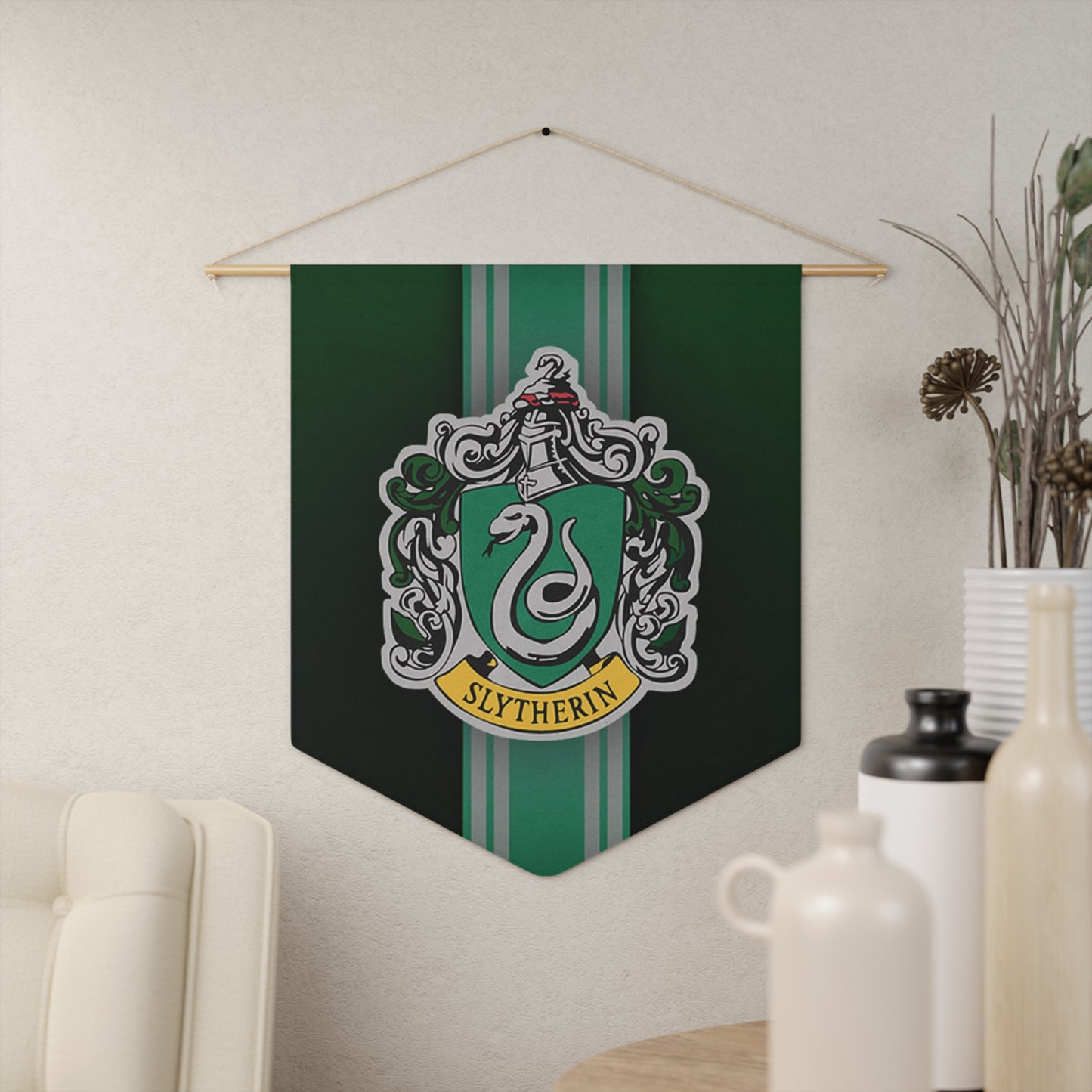 Slytherin Pennant Wall Banner – House Pride Decor for Wizarding Fans