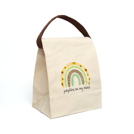 Lunchtasche aus Segeltuch „Sunshine on My Mind“ – umweltfreundliche Lunchtasche mit Riemen
