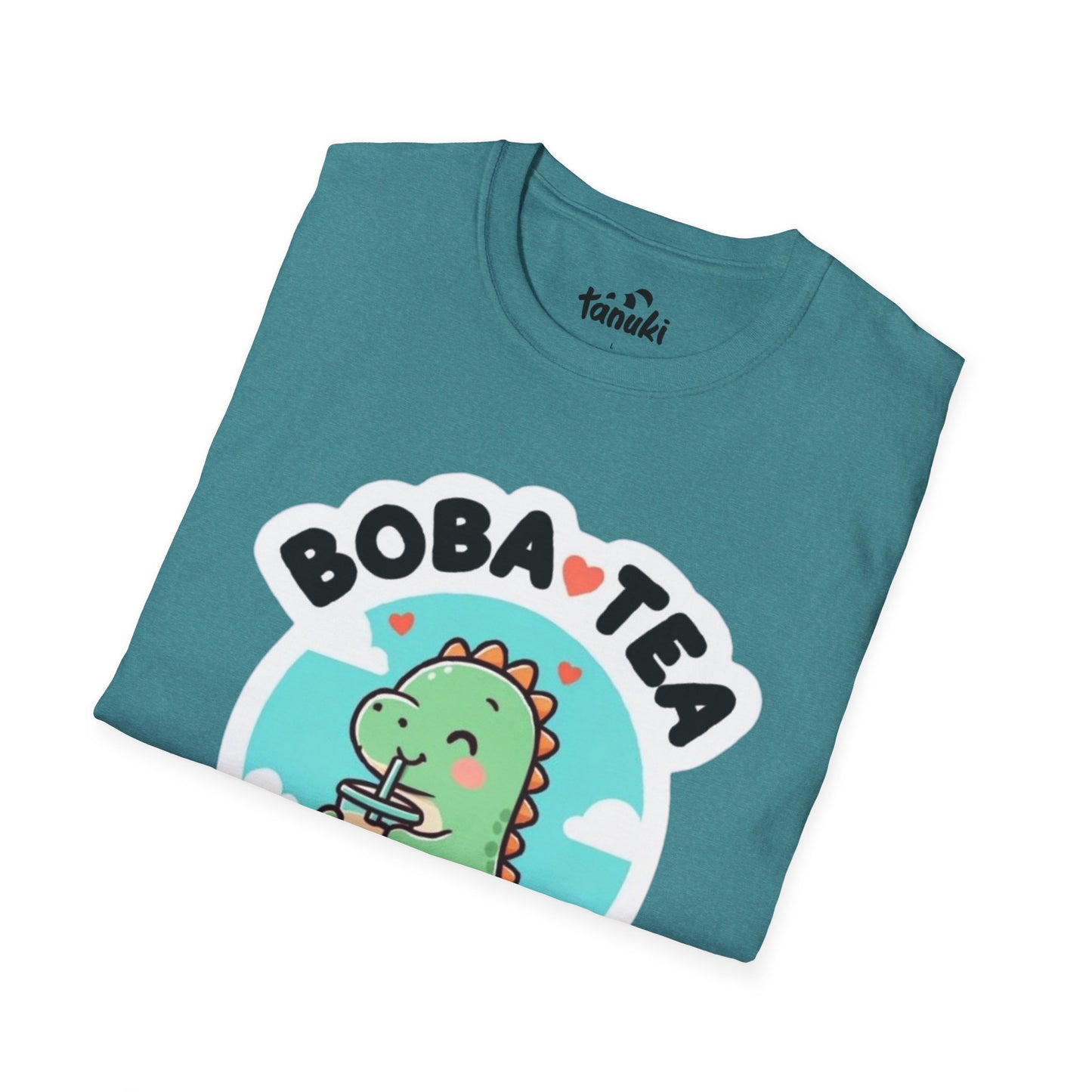 Cute Boba Tea Rex Unisex Softstyle T-Shirt - Fun Dinosaur Graphic Tee