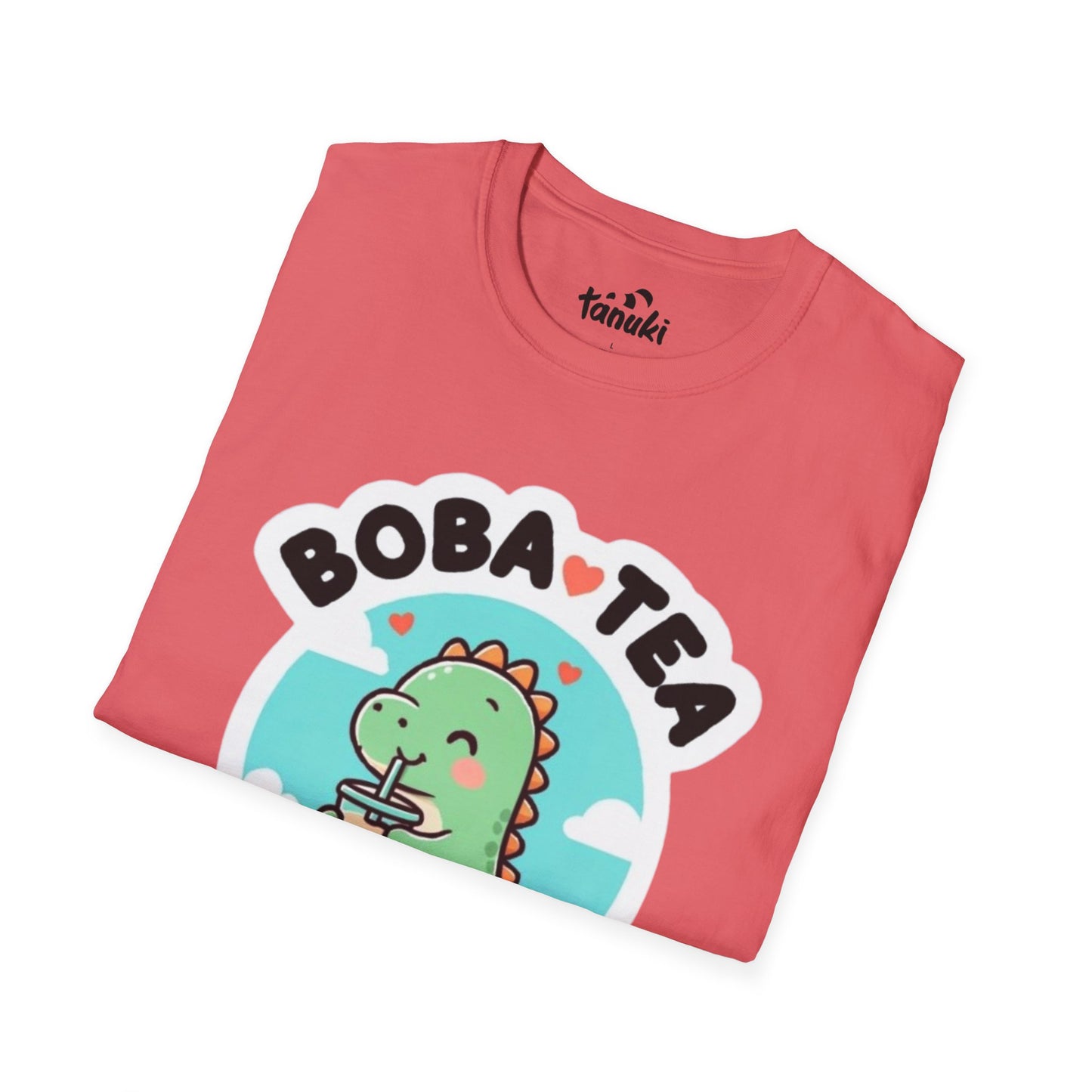 Cute Boba Tea Rex Unisex Softstyle T-Shirt - Fun Dinosaur Graphic Tee
