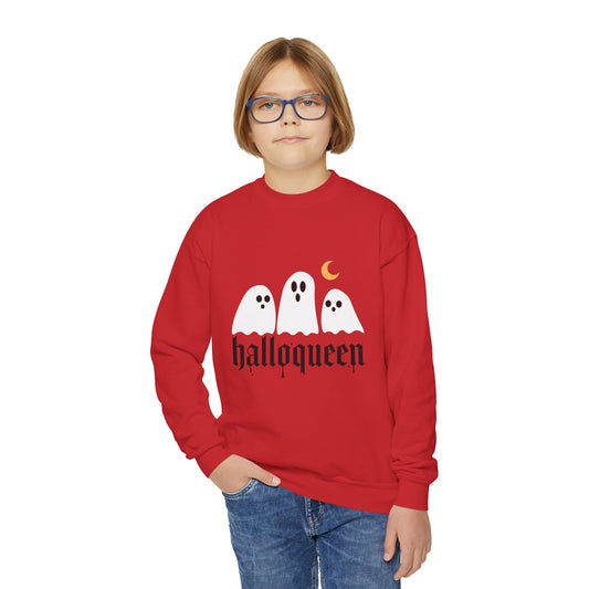 Youth Crewneck Sweatshirt - 'Halloqueen' Halloween Sweater for Kids