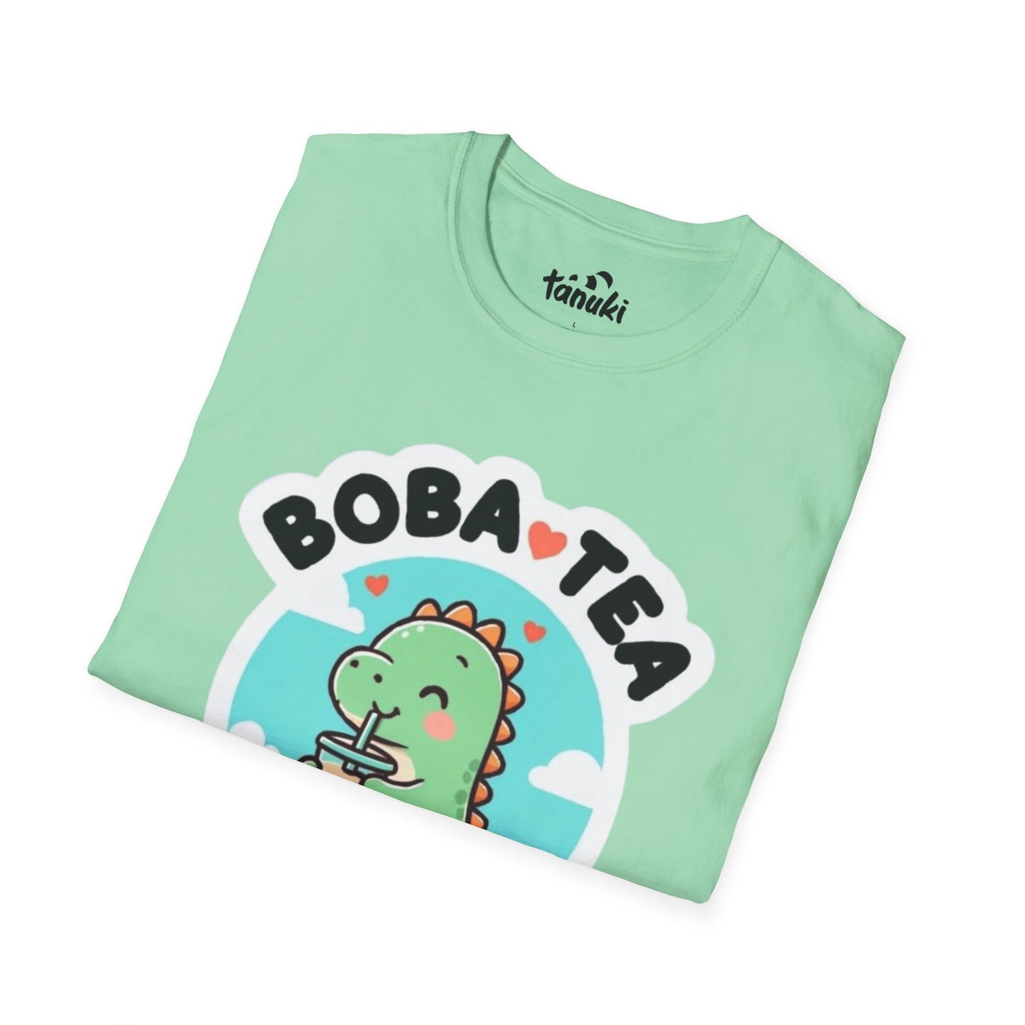 Cute Boba Tea Rex Unisex Softstyle T-Shirt - Fun Dinosaur Graphic Tee