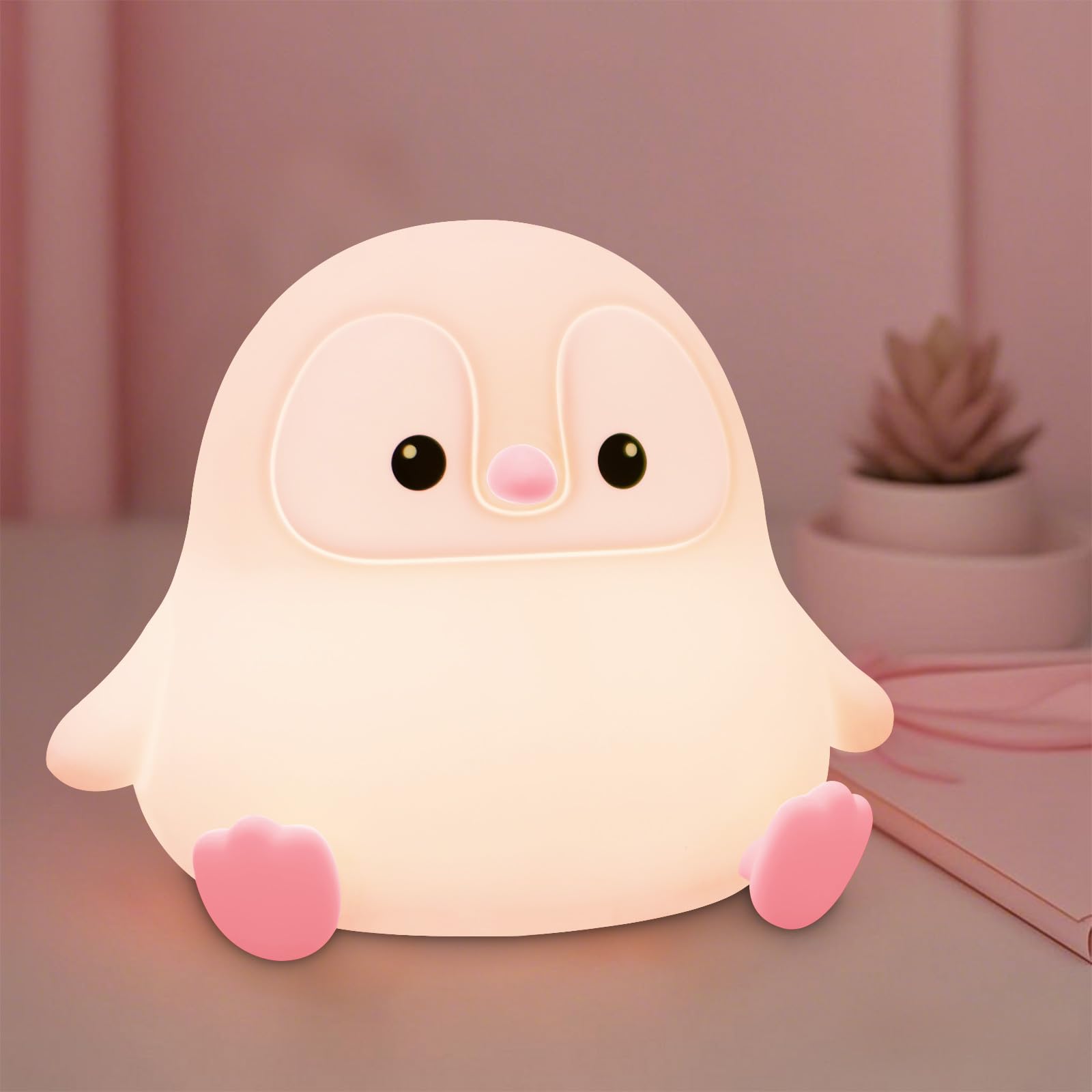 Duck Lamp, Cute Pea Duck Night Light, 2 Levels Dimmable Ducky Night Lamp, LED Squishy Animal Light for Kids Sleep, Rechargeable Bedside Touch Silicone Lamp, Unique Dorm Decor Gift Toy