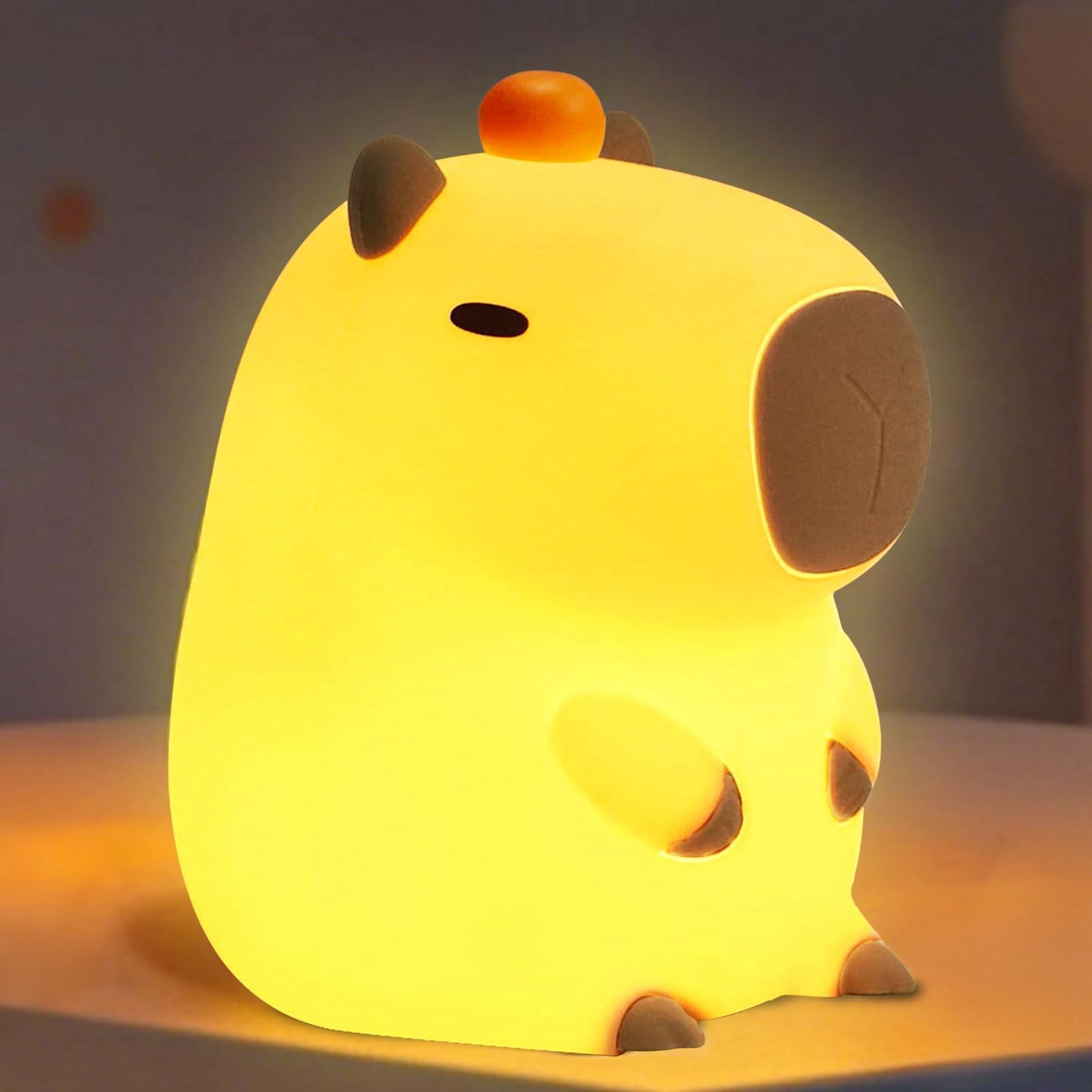 Duck Lamp, Cute Pea Duck Night Light, 2 Levels Dimmable Ducky Night Lamp, LED Squishy Animal Light for Kids Sleep, Rechargeable Bedside Touch Silicone Lamp, Unique Dorm Decor Gift Toy