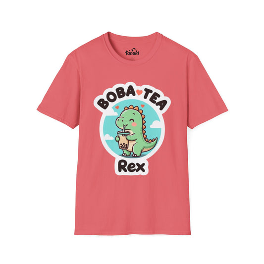 Cute Boba Tea Rex Unisex Softstyle T-Shirt - Fun Dinosaur Graphic Tee