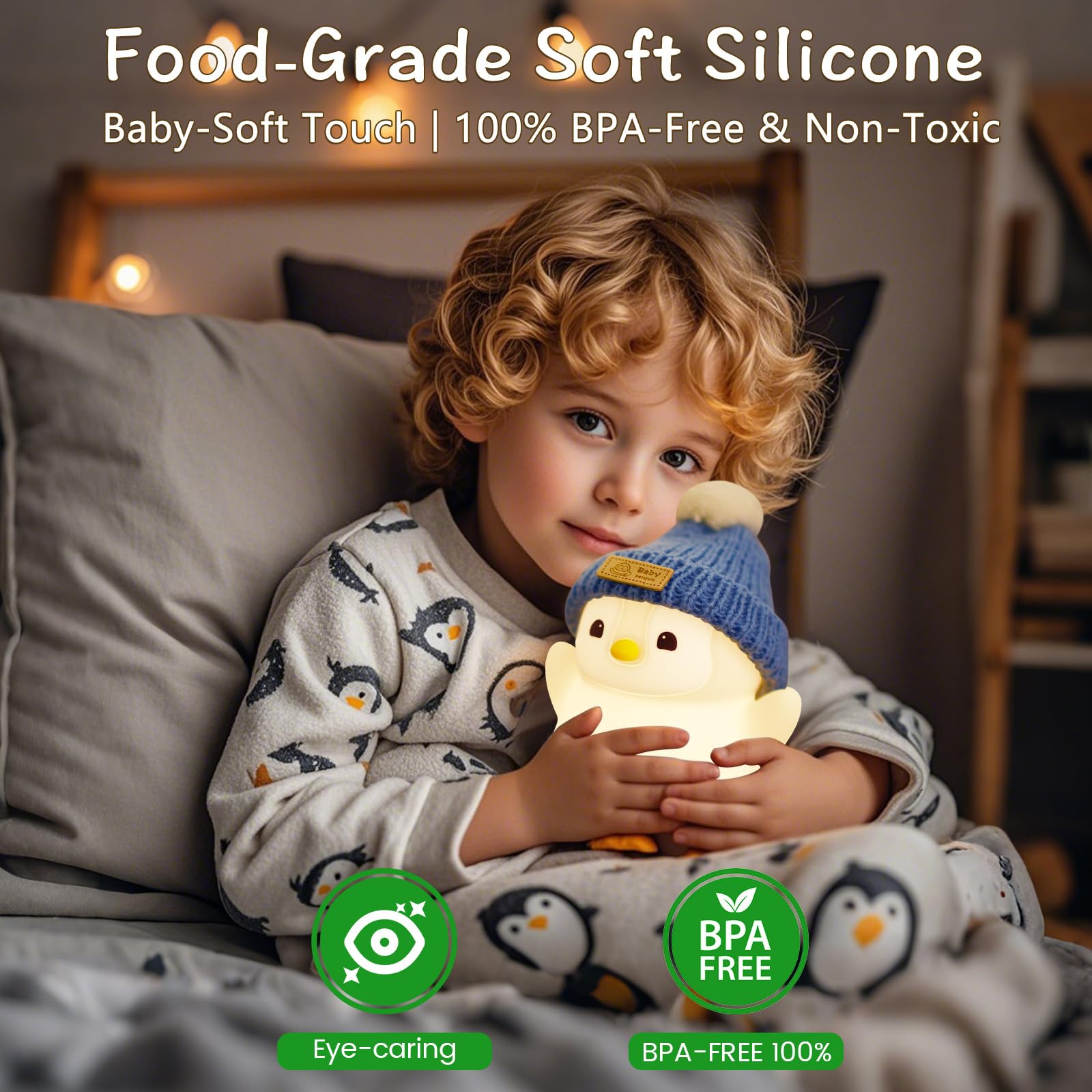 Duck Lamp, Cute Pea Duck Night Light, 2 Levels Dimmable Ducky Night Lamp, LED Squishy Animal Light for Kids Sleep, Rechargeable Bedside Touch Silicone Lamp, Unique Dorm Decor Gift Toy