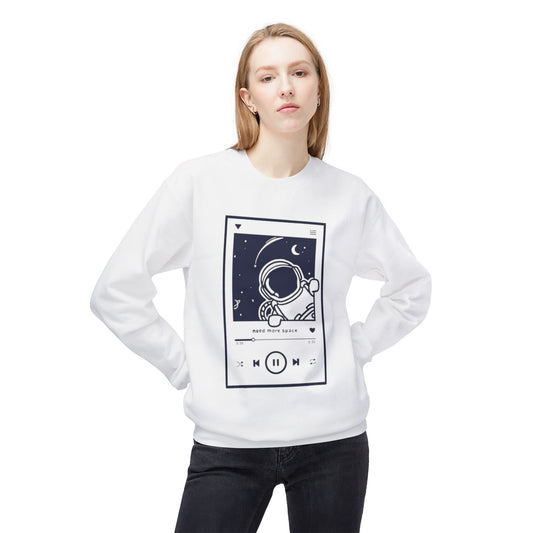 Astronaut Music Crewneck Sweatshirt | Unisex Fleece | Casual Space Lover Gift