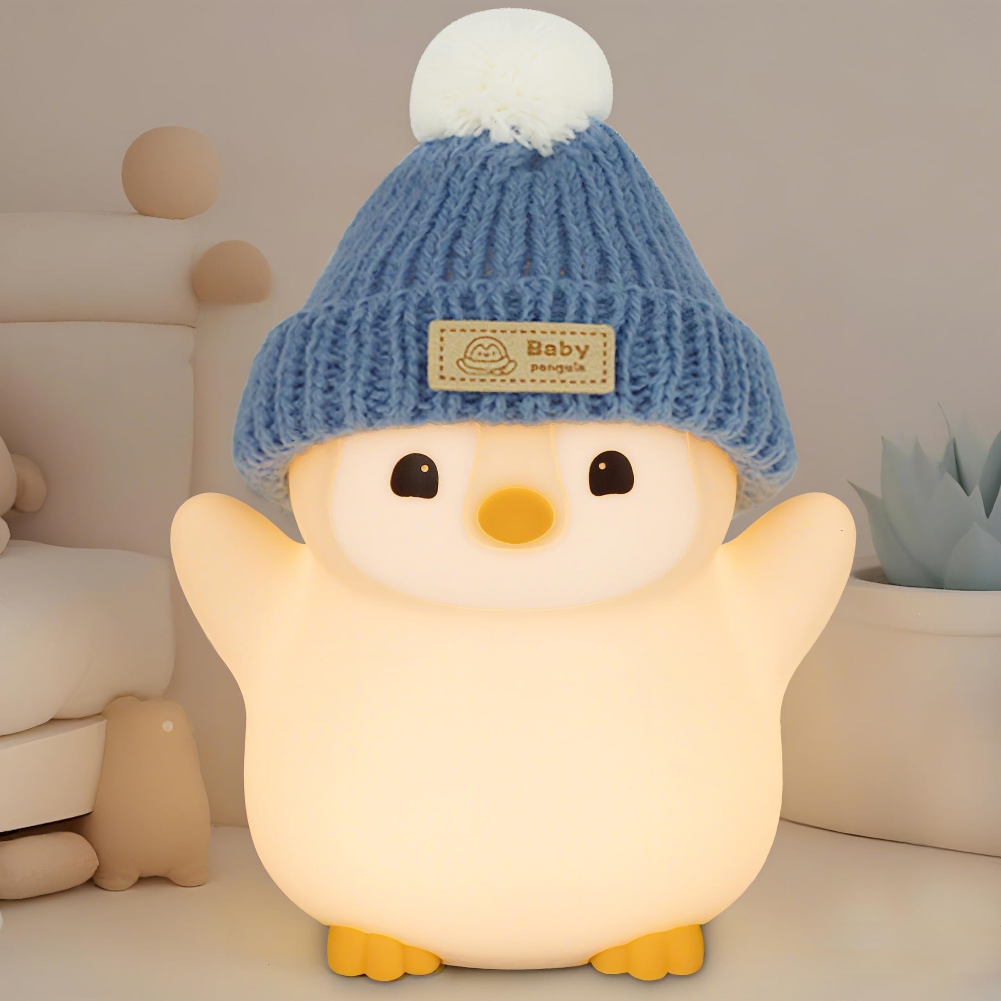 Duck Lamp, Cute Pea Duck Night Light, 2 Levels Dimmable Ducky Night Lamp, LED Squishy Animal Light for Kids Sleep, Rechargeable Bedside Touch Silicone Lamp, Unique Dorm Decor Gift Toy
