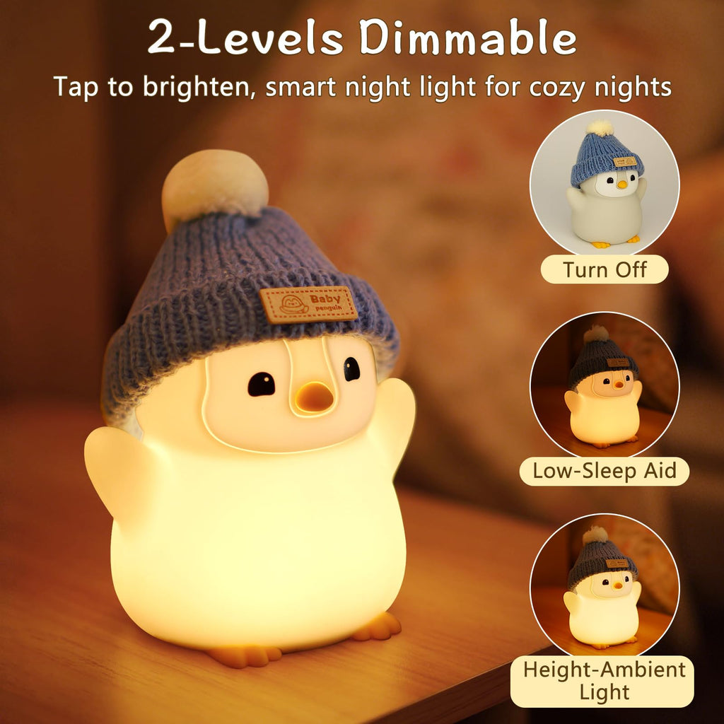 Duck Lamp, Cute Pea Duck Night Light, 2 Levels Dimmable Ducky Night Lamp, LED Squishy Animal Light for Kids Sleep, Rechargeable Bedside Touch Silicone Lamp, Unique Dorm Decor Gift Toy