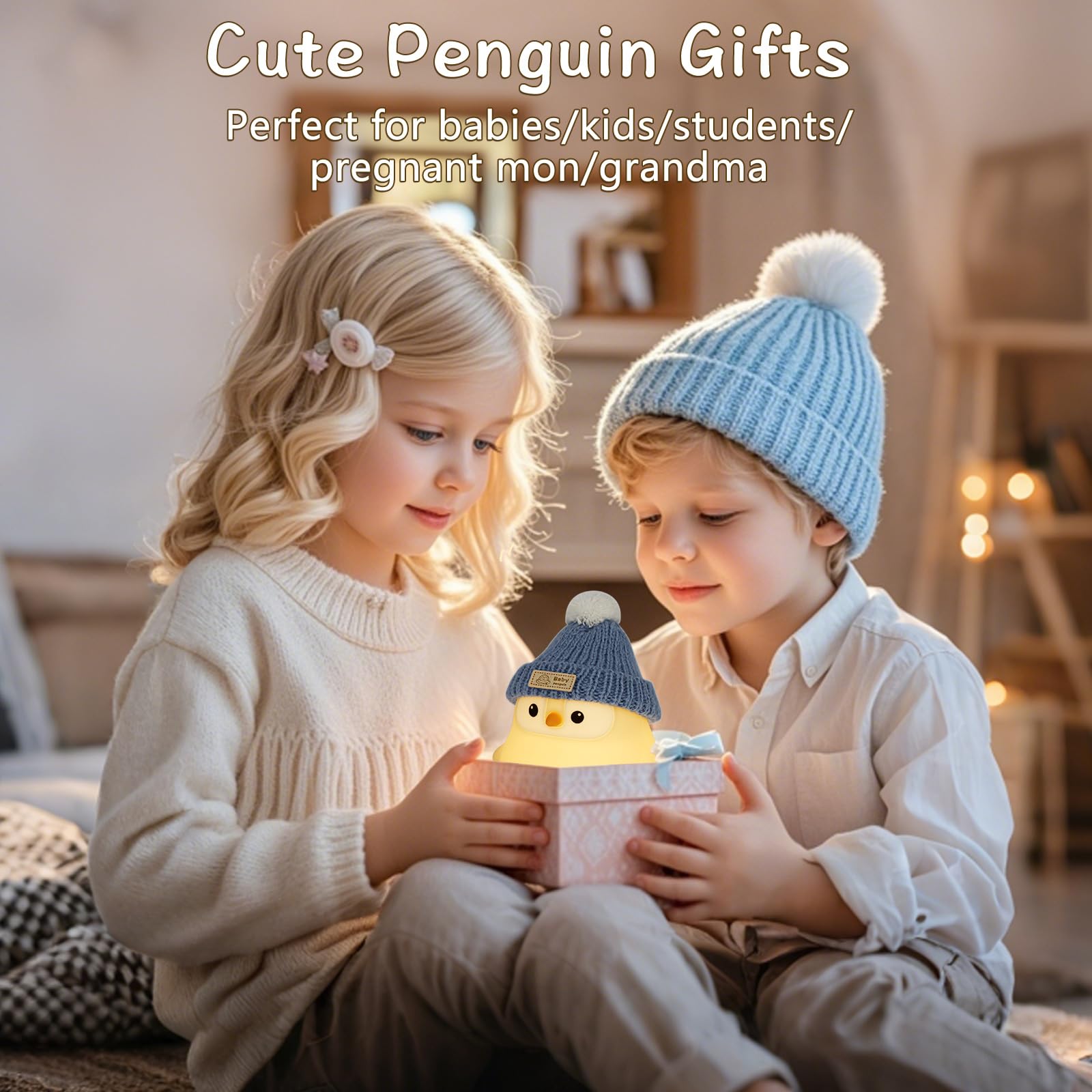 Duck Lamp, Cute Pea Duck Night Light, 2 Levels Dimmable Ducky Night Lamp, LED Squishy Animal Light for Kids Sleep, Rechargeable Bedside Touch Silicone Lamp, Unique Dorm Decor Gift Toy