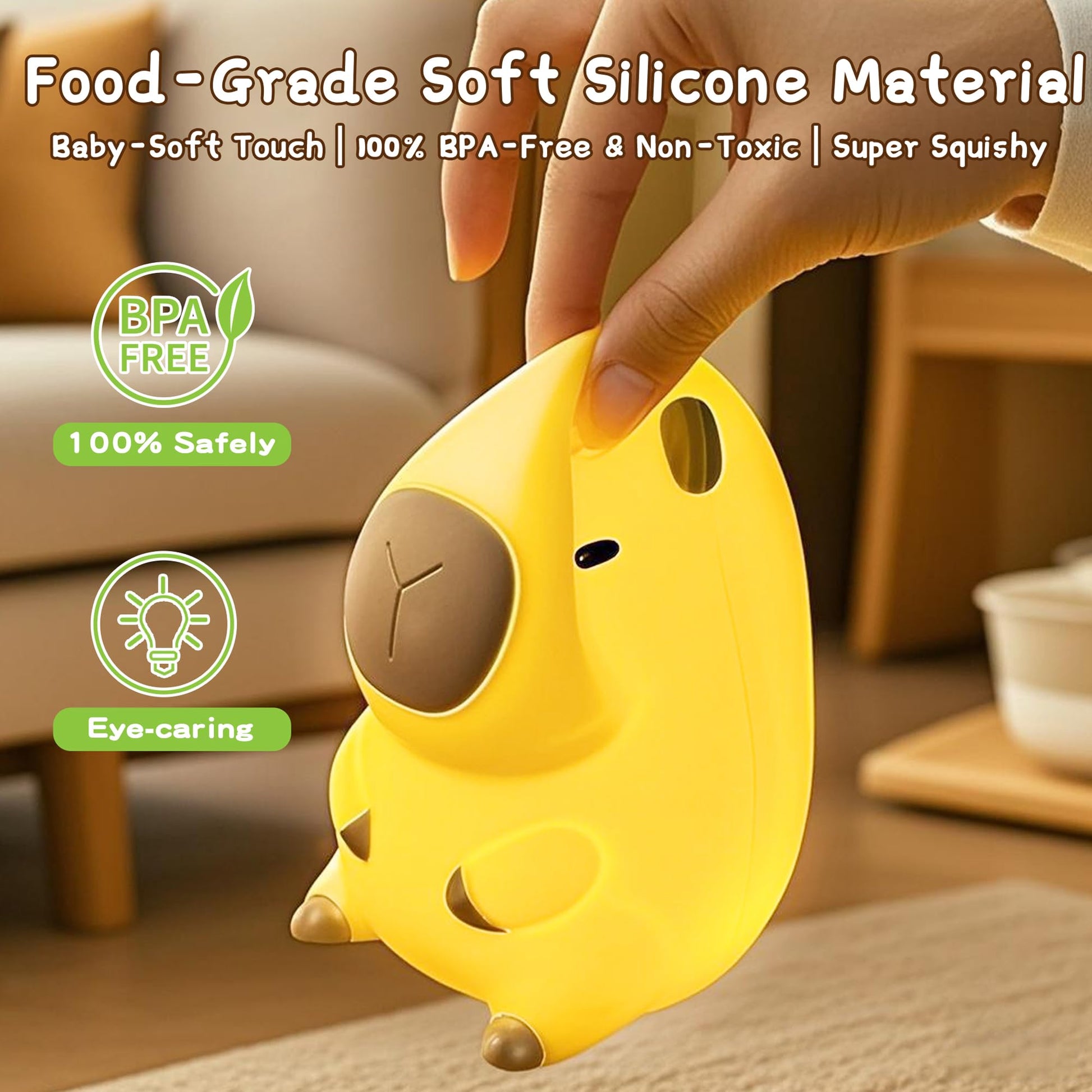 Duck Lamp, Cute Pea Duck Night Light, 2 Levels Dimmable Ducky Night Lamp, LED Squishy Animal Light for Kids Sleep, Rechargeable Bedside Touch Silicone Lamp, Unique Dorm Decor Gift Toy