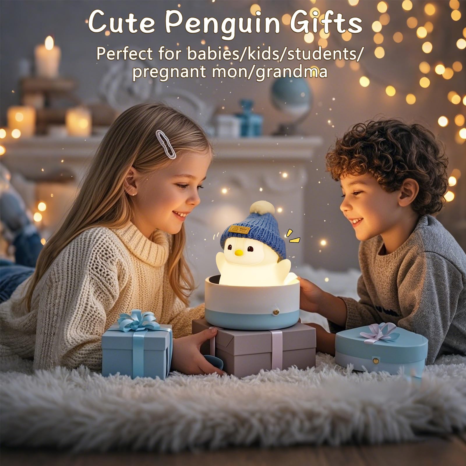 Duck Lamp, Cute Pea Duck Night Light, 2 Levels Dimmable Ducky Night Lamp, LED Squishy Animal Light for Kids Sleep, Rechargeable Bedside Touch Silicone Lamp, Unique Dorm Decor Gift Toy