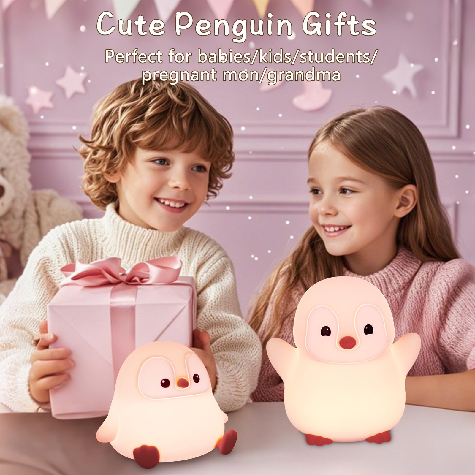 Duck Lamp, Cute Pea Duck Night Light, 2 Levels Dimmable Ducky Night Lamp, LED Squishy Animal Light for Kids Sleep, Rechargeable Bedside Touch Silicone Lamp, Unique Dorm Decor Gift Toy