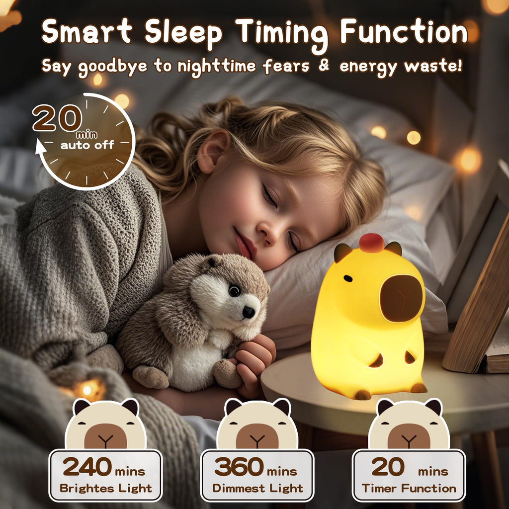 Duck Lamp, Cute Pea Duck Night Light, 2 Levels Dimmable Ducky Night Lamp, LED Squishy Animal Light for Kids Sleep, Rechargeable Bedside Touch Silicone Lamp, Unique Dorm Decor Gift Toy