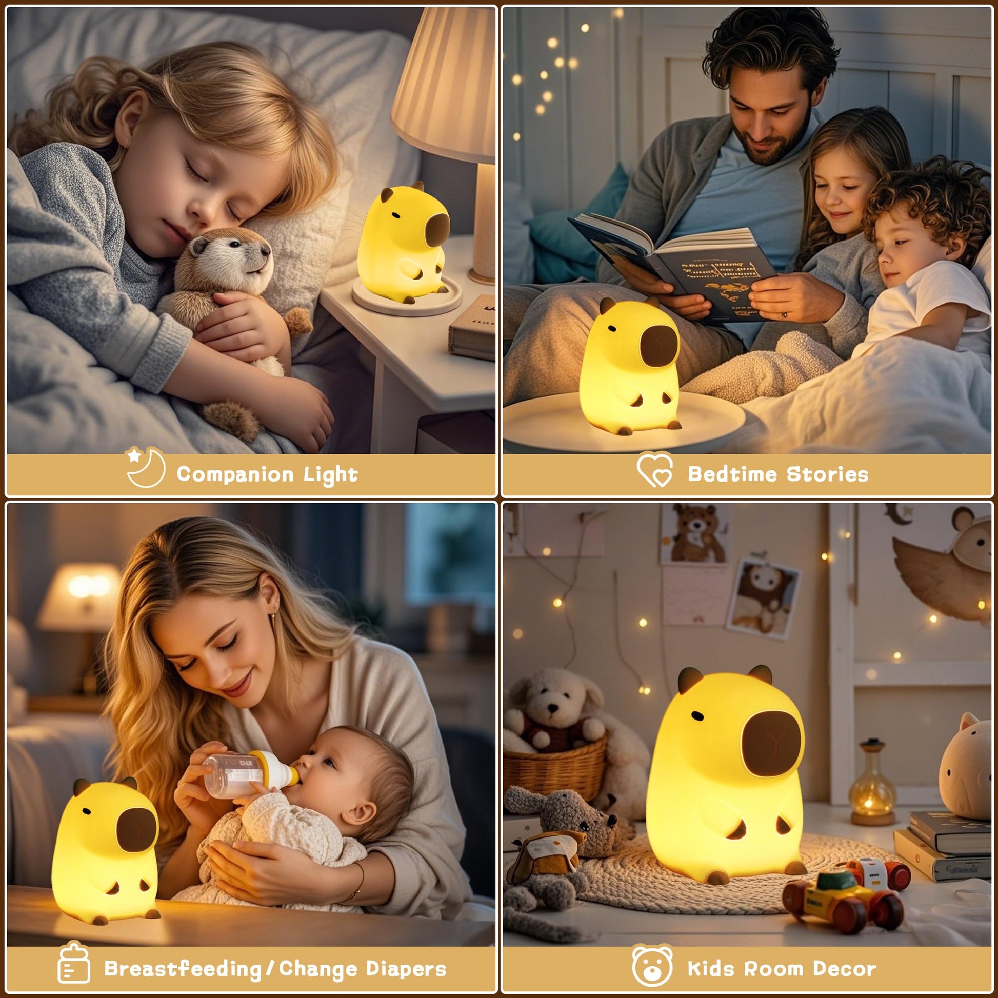 Duck Lamp, Cute Pea Duck Night Light, 2 Levels Dimmable Ducky Night Lamp, LED Squishy Animal Light for Kids Sleep, Rechargeable Bedside Touch Silicone Lamp, Unique Dorm Decor Gift Toy