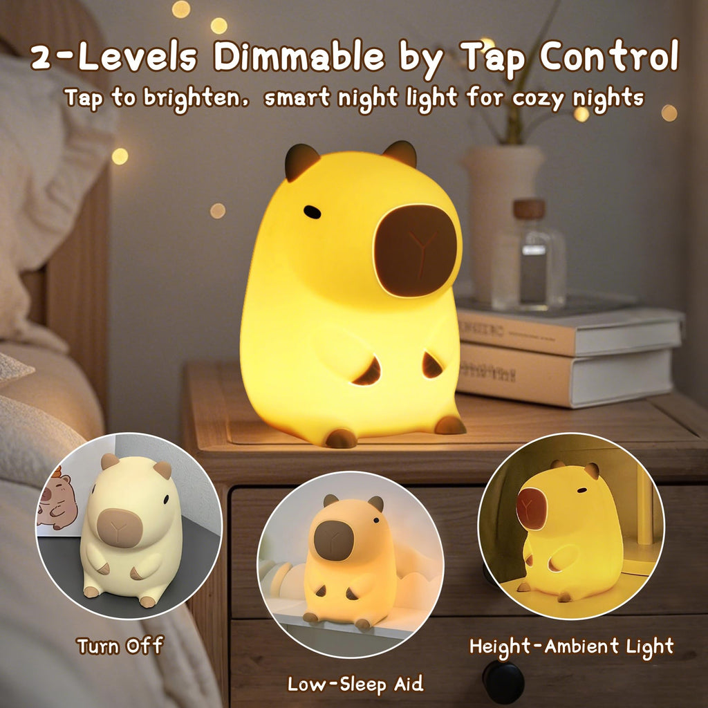 Duck Lamp, Cute Pea Duck Night Light, 2 Levels Dimmable Ducky Night Lamp, LED Squishy Animal Light for Kids Sleep, Rechargeable Bedside Touch Silicone Lamp, Unique Dorm Decor Gift Toy