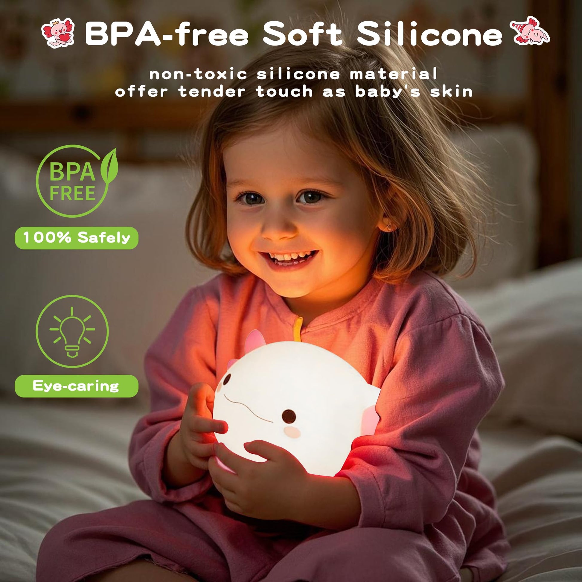Duck Lamp, Cute Pea Duck Night Light, 2 Levels Dimmable Ducky Night Lamp, LED Squishy Animal Light for Kids Sleep, Rechargeable Bedside Touch Silicone Lamp, Unique Dorm Decor Gift Toy