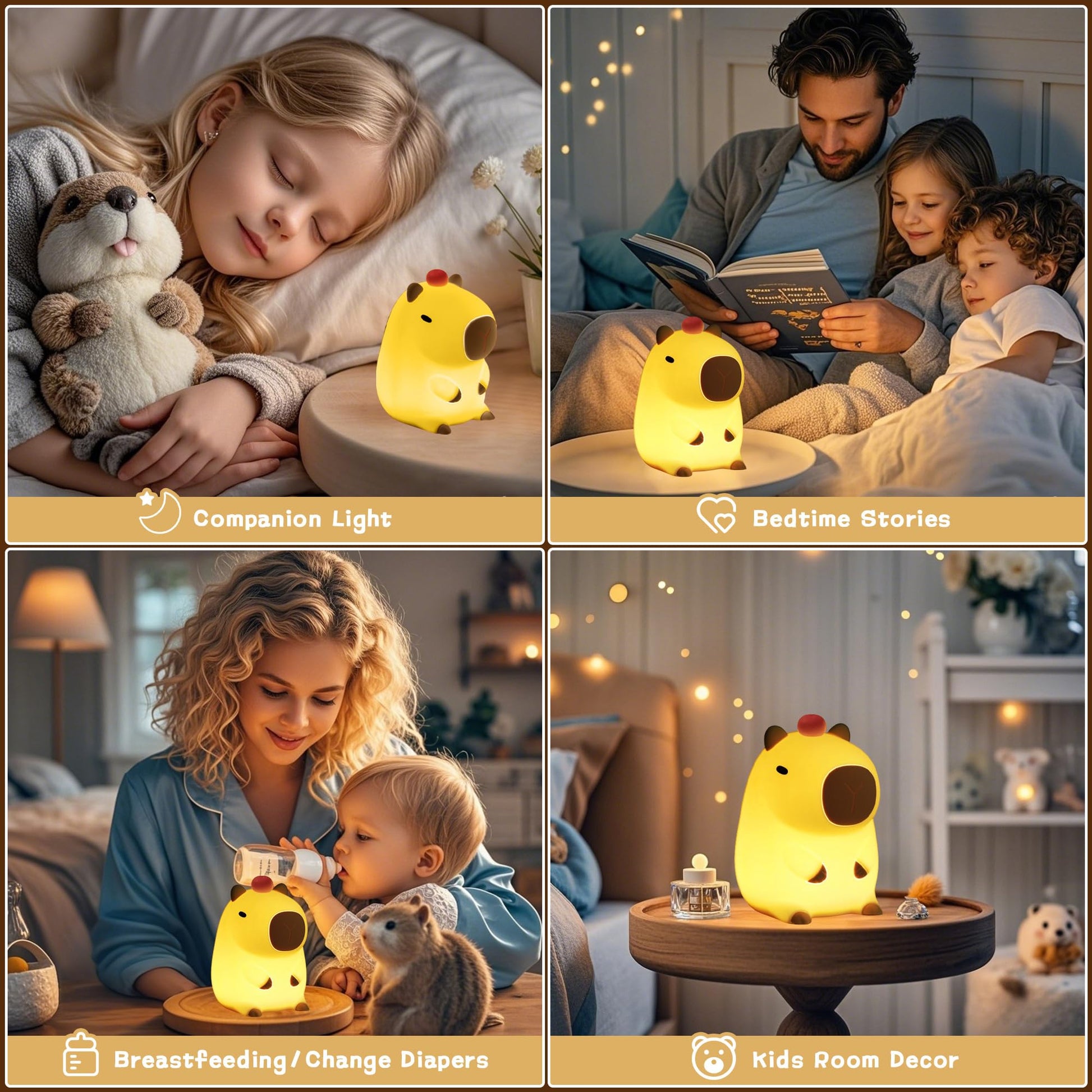 Duck Lamp, Cute Pea Duck Night Light, 2 Levels Dimmable Ducky Night Lamp, LED Squishy Animal Light for Kids Sleep, Rechargeable Bedside Touch Silicone Lamp, Unique Dorm Decor Gift Toy