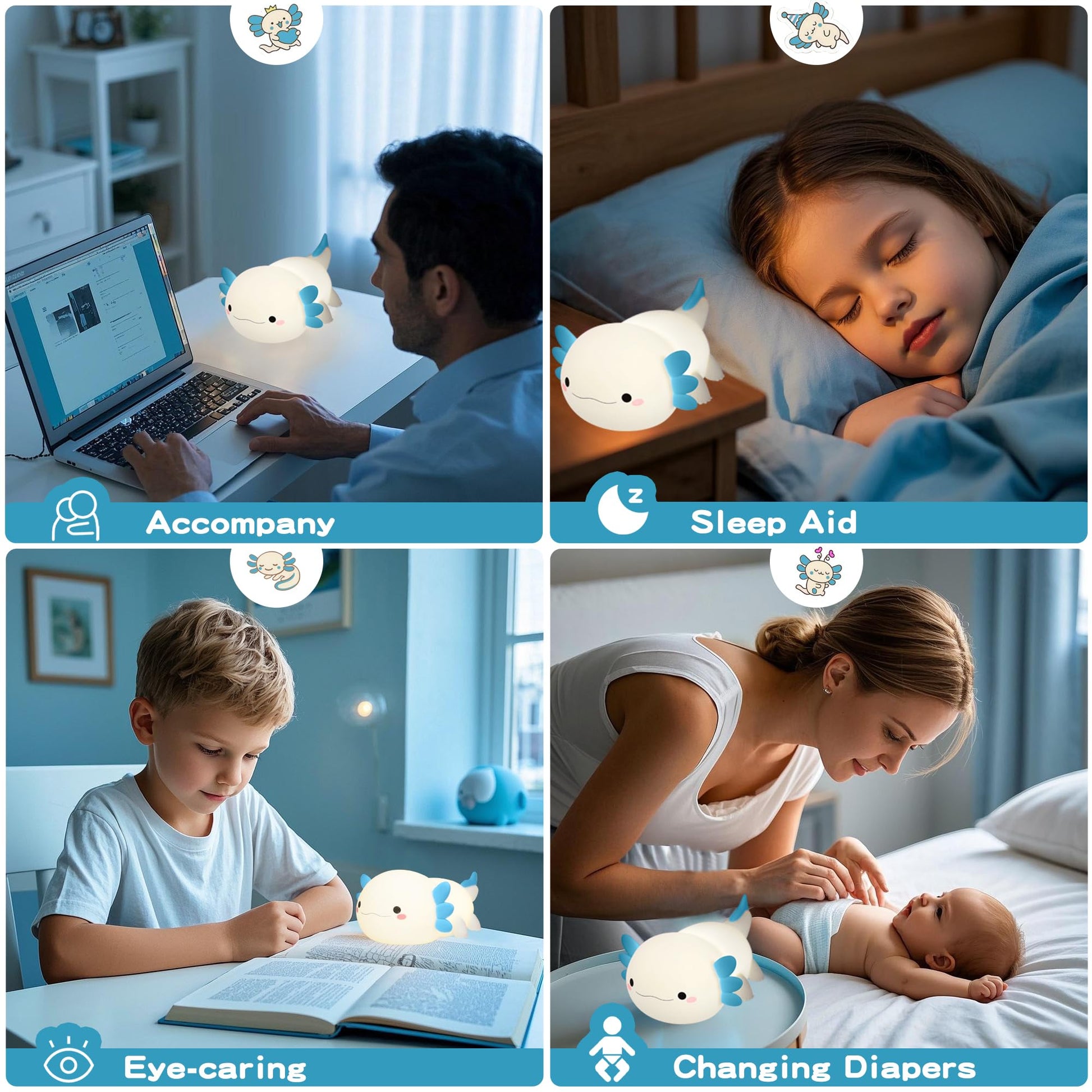 Duck Lamp, Cute Pea Duck Night Light, 2 Levels Dimmable Ducky Night Lamp, LED Squishy Animal Light for Kids Sleep, Rechargeable Bedside Touch Silicone Lamp, Unique Dorm Decor Gift Toy