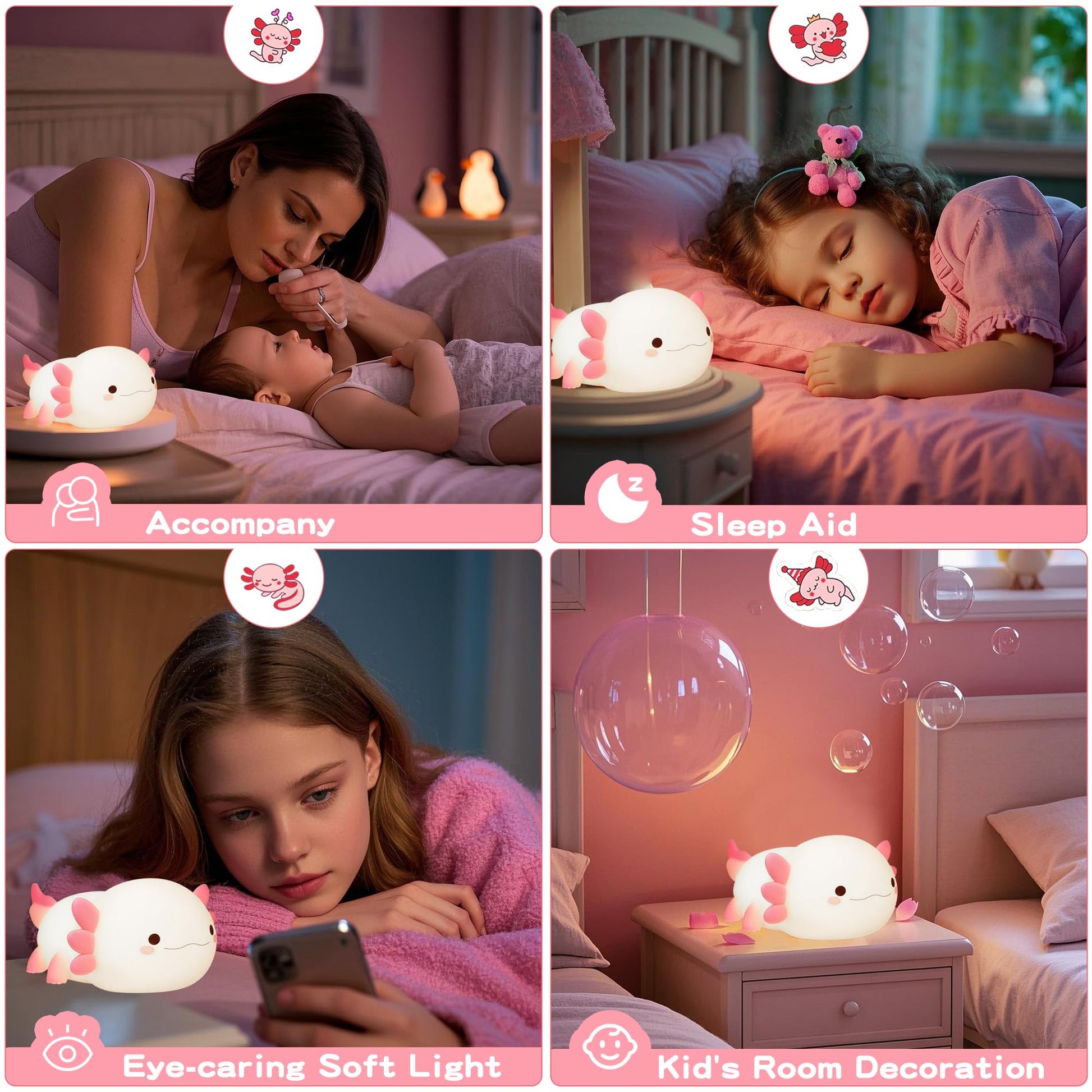 Duck Lamp, Cute Pea Duck Night Light, 2 Levels Dimmable Ducky Night Lamp, LED Squishy Animal Light for Kids Sleep, Rechargeable Bedside Touch Silicone Lamp, Unique Dorm Decor Gift Toy