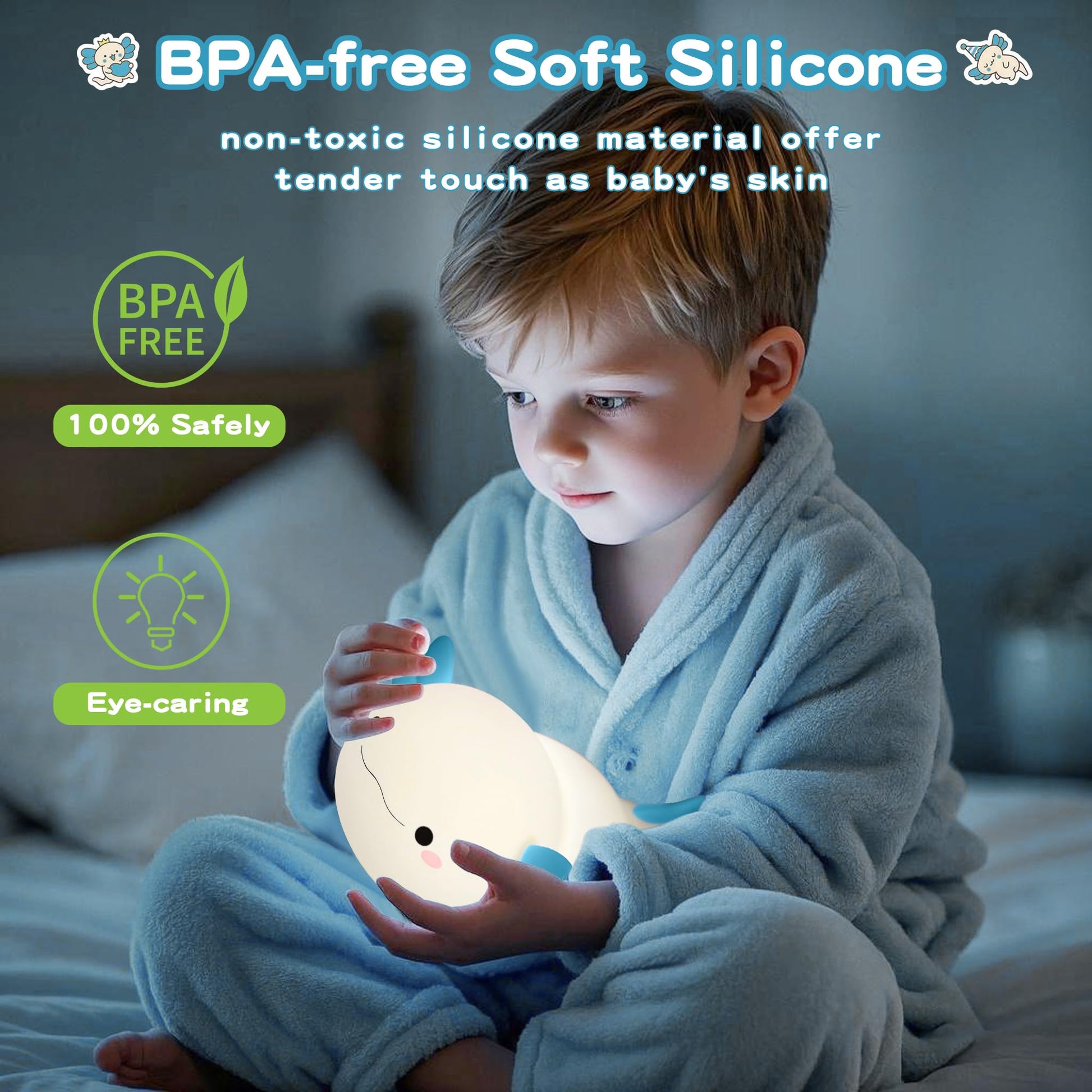 Duck Lamp, Cute Pea Duck Night Light, 2 Levels Dimmable Ducky Night Lamp, LED Squishy Animal Light for Kids Sleep, Rechargeable Bedside Touch Silicone Lamp, Unique Dorm Decor Gift Toy