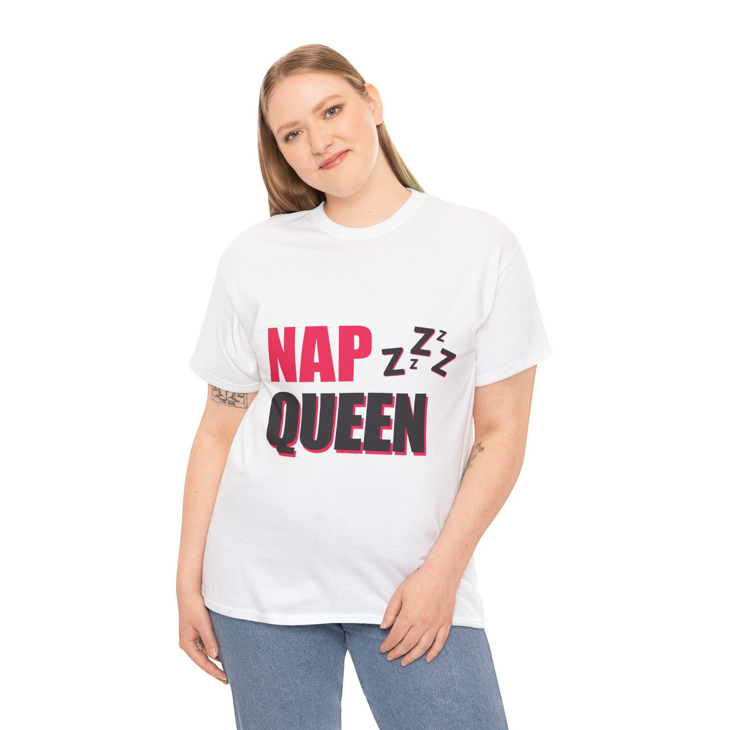 Nap Queen Unisex Heavy Cotton Tee - Perfect for Nappers and Relaxation Lovers