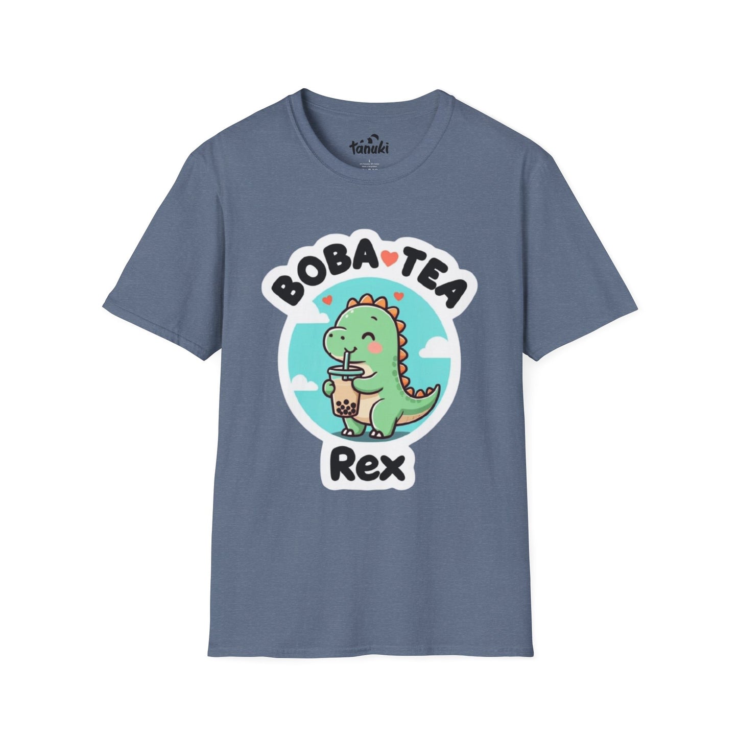 Cute Boba Tea Rex Unisex Softstyle T-Shirt - Fun Dinosaur Graphic Tee