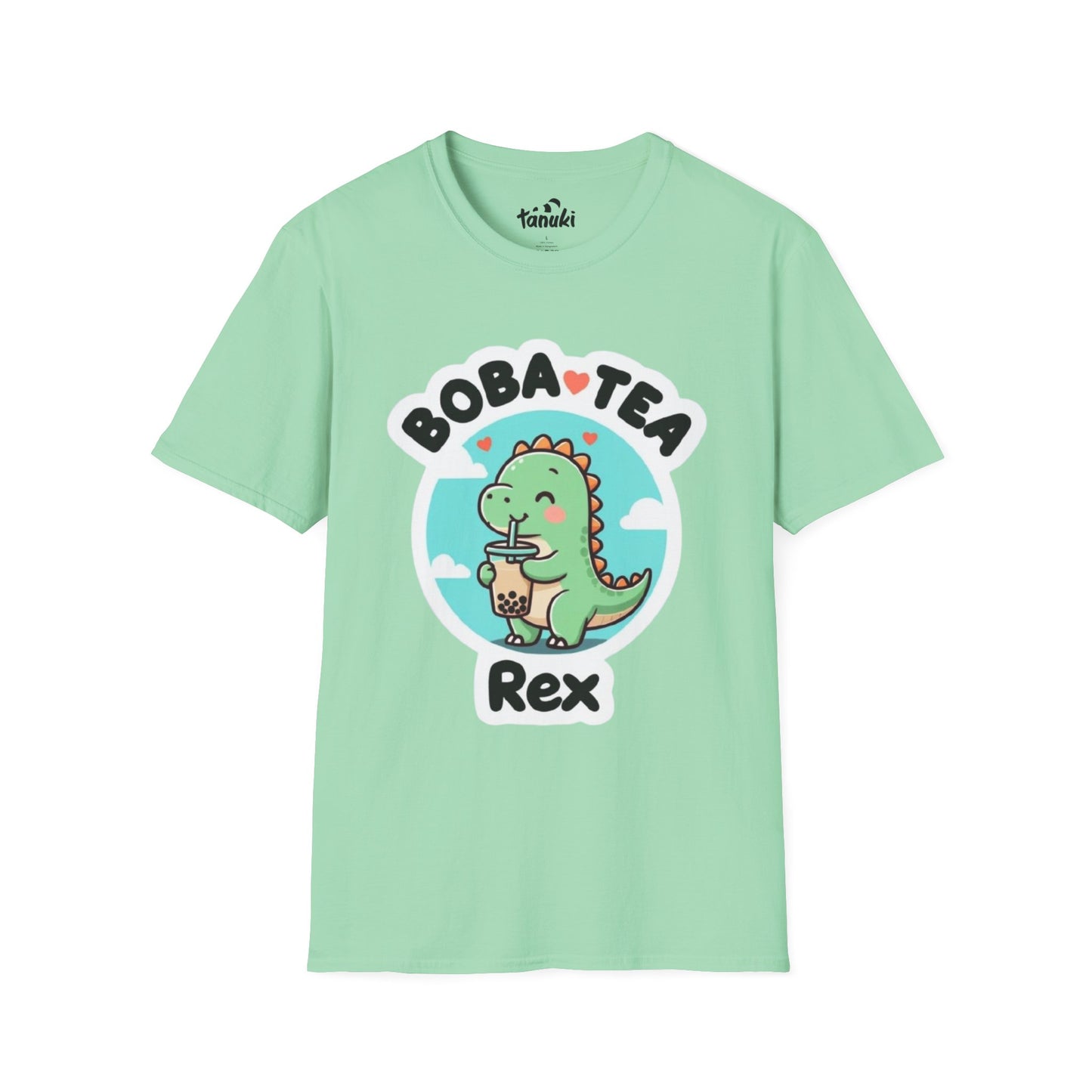 Cute Boba Tea Rex Unisex Softstyle T-Shirt - Fun Dinosaur Graphic Tee